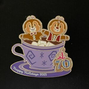 Chip & Dale gingerbread in hot cocoa holiday pin Cast member exclusive
